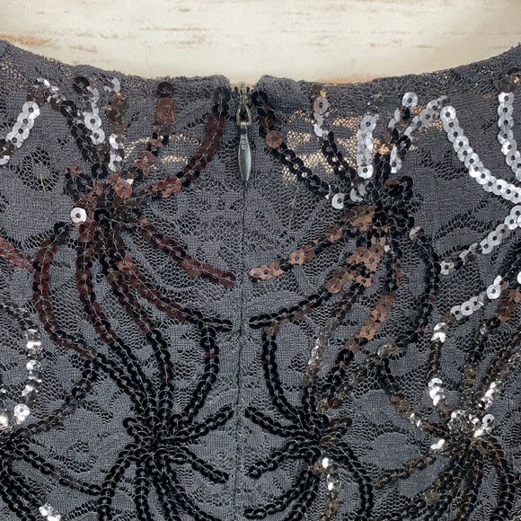 Black Short-Sleeved Knee-Length Sequin Dress - Picture 5 of 5